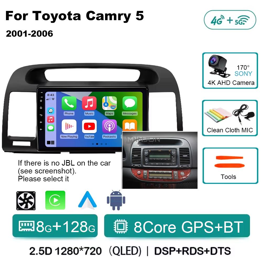 Qualcomm Car Radio Android 14 Wireless Car Play для Toyota Camry 5 2002 2003 2004-2006 Autoradio Multimedia Автомобильное автомобильное радио