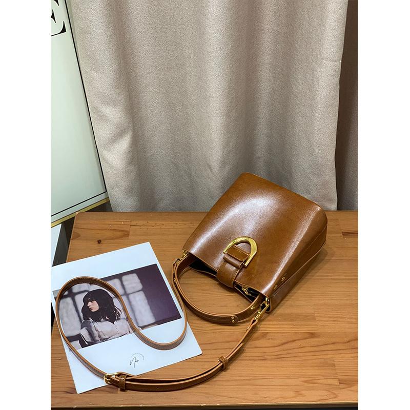 Женская сумка-ведро из 100% натуральной кожи, новая модная, большой вместимости, для поездок на работу, ручная сумка, на плечо, кроссбоди для женщин