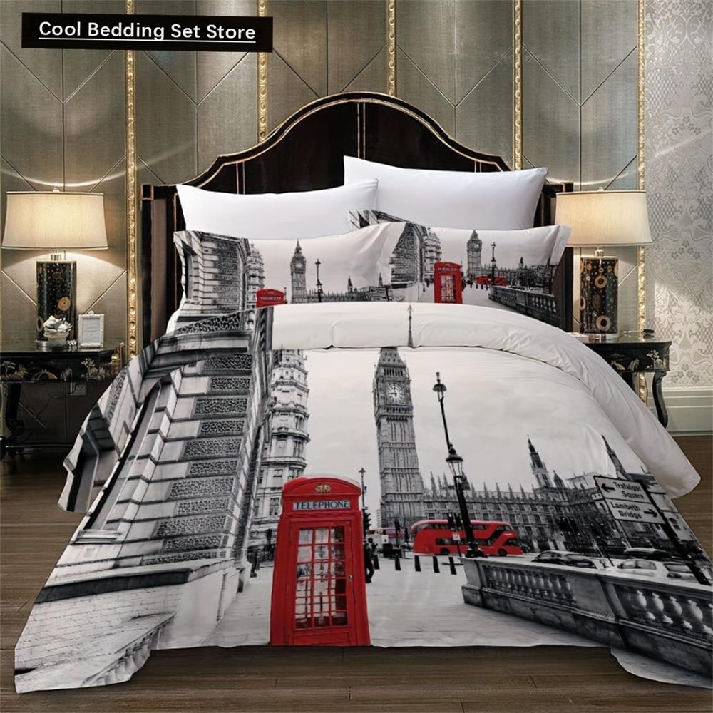 Комплект постельного белья с принтом 3D The Streets Of London, мягкий, удобный, дышащий, для декора спальни и гостевой комнаты