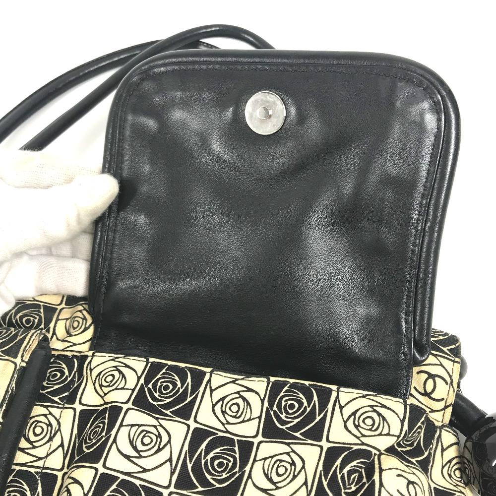 CHANEL Coco ball Camellia CC CC Mark Shoulder Bag Tote Bag Canvas Black/White