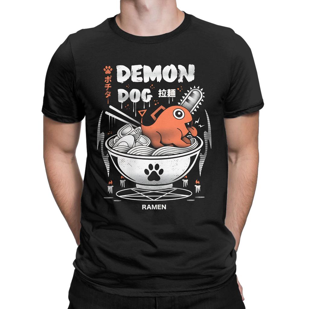 Cool Demon Dog Ramen Pochita Anime Chainsaw Men T-Shirts for Men O Neck Cotton T Shirts Short Sleeve Tee Shirt Plus Size Clothes