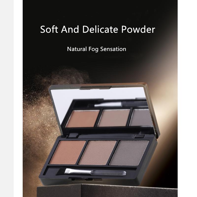 Трехцветный лоток для пудры для бровей, водонепроницаемый, не выцветающий, светлый для мужчин и женщин, серый, против пота, не выцветающий, долговечный