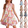 Летнее платье для девочек без рукавов с принтом в цвете, повседневное платье