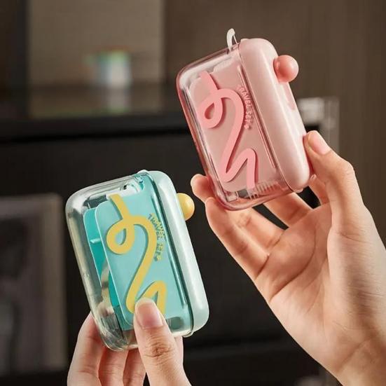 Portable Floss Pick Dispenser Automatic Pop-Up Dental Flosser Case Reusable Refillable Travel Floss Stick Holder Container Box