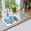 VidaXL Kitchen Sink with Strainer and Trap Inset Sink Rectangular Sink Home Interior Durable Resistant Steel 145073