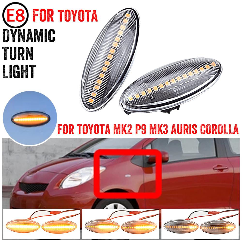 1 Pair LED Car Dynamic Side Marker Blinker Light For Toyota Yaris COROLLA Auris Mk1 E15 RAV4 Mk3 Etios Scroll Turn Signal Lamp