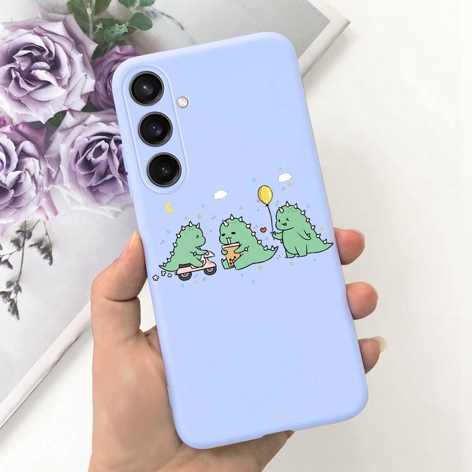 Для Huawei Samsung Galaxy M15 F15 Задняя крышка Мягкий матовый жидкий силикон Чехол Samsung F15 Корпус Астронавт Динозавр