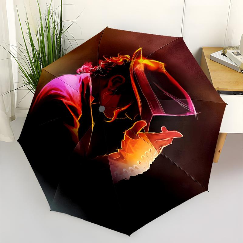 Michael Jackson Print Automatic Umbrella, 8 Rib Iron Frame, Plastic Handle, Suitable for Outdoor Travel &Daily , Ideal Gift