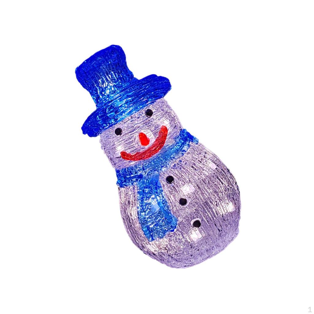 Christmas Glowing Snowman Decoration Decor for Room Indoor Outdoor Red Hat Height 22cm