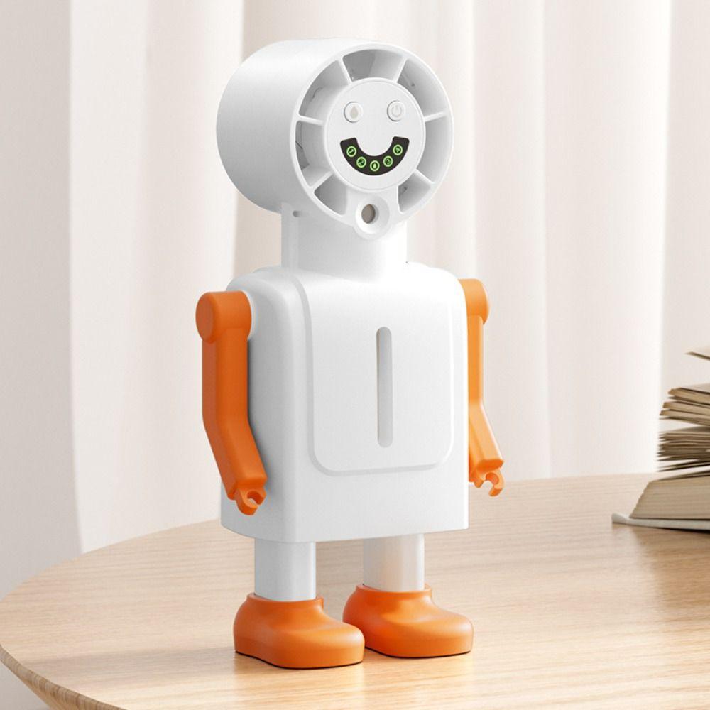 Cute Robot Shape Misting Handheld Fan LED Screen Display Mini Fan Rechargeable Fan Camping Travel