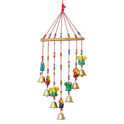 Разноцветные декоративные статуэтки Ганеши ручной работы с колокольчиками для украшения дверей, окон и стен - предметы декора Дивали для домашнего декора