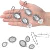 10 Set Metal Alloy Pendant Trays Oval Bezel Trays DIY Vintage Blank Pendant Bases with Transparent Glass Cabochons