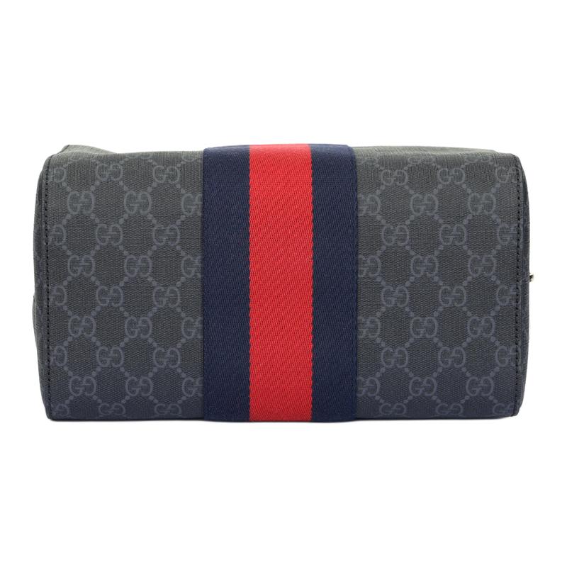 Gucci toiletry bag Presbyopia Logo Red and Blue Webbing Canvas and Leather Clutch Cosmetic Storage Toiletries Same Style for Men and Women Couple