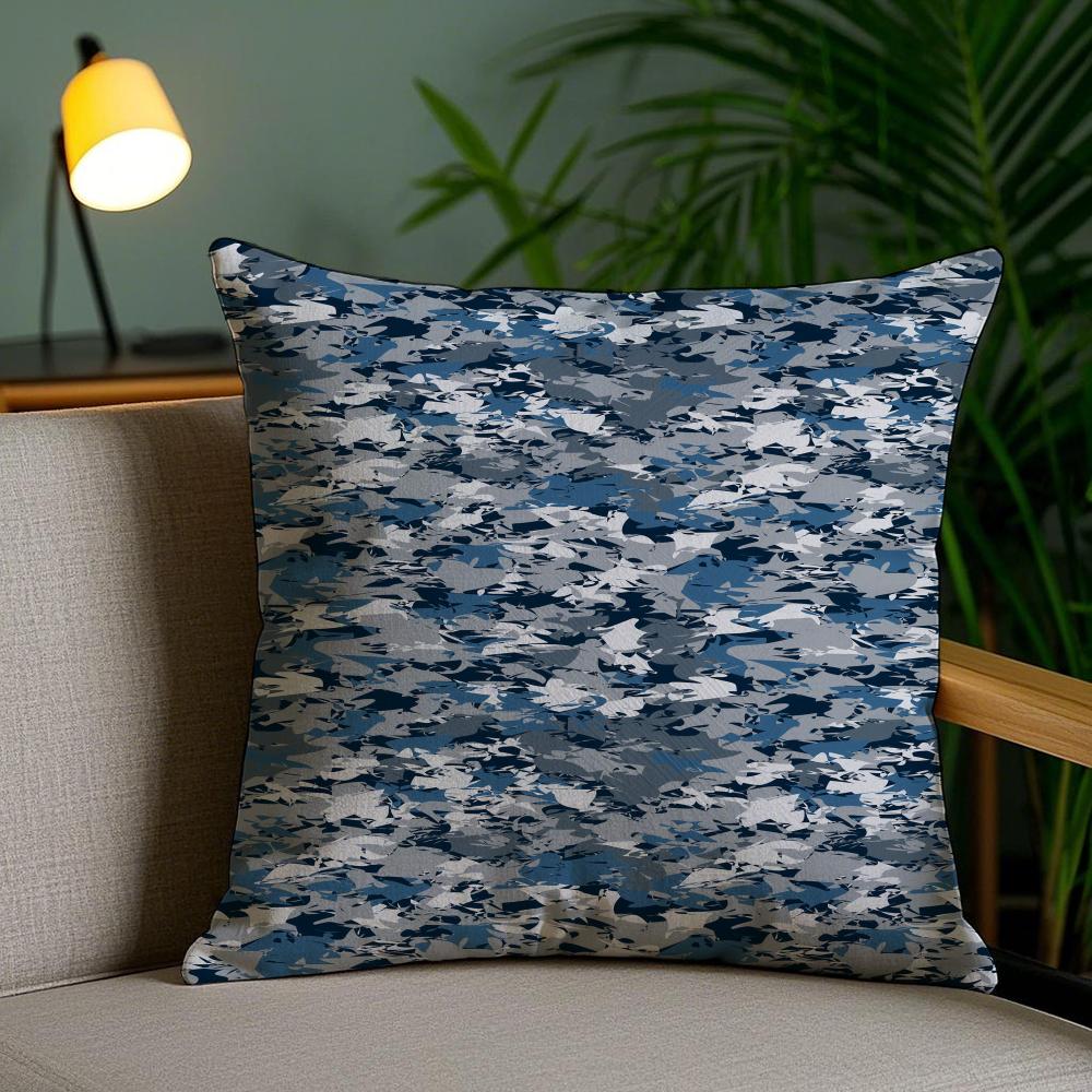 Classic Camo Pattern Cushion Cover Soft Plush Fabric DoubleSided Printed Sofa Cushion Cover for All Seasons Home Decor Gift