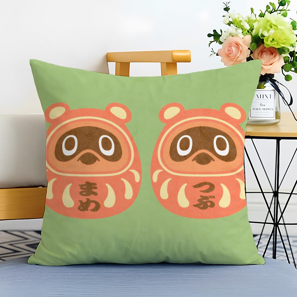 TTom Nook Cushion Cover Washable Linen Pillowcase Soft  for Sofa Bed Cozy Home Room Decor