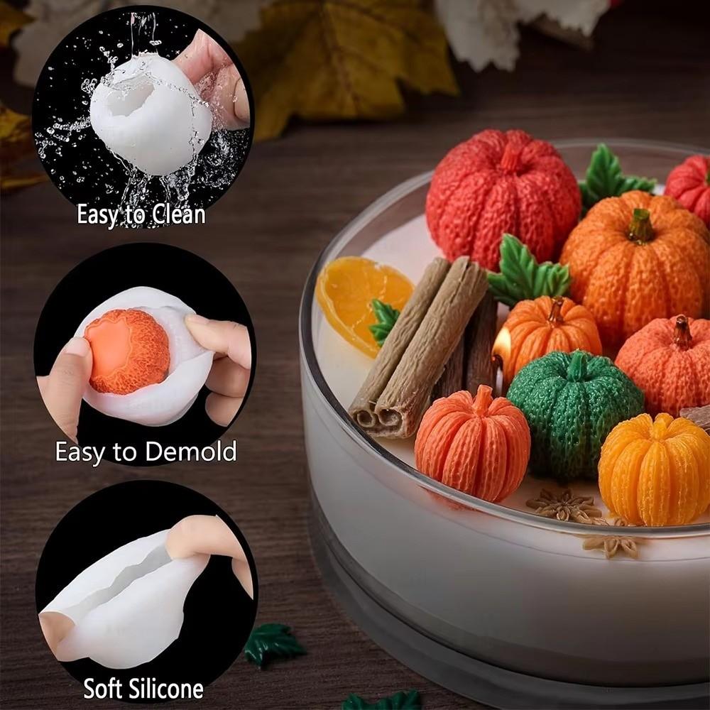 4Pcs/Set 3D Realistic Pumpkin Mold Halloween Theme Candle Making Mold For Epoxy Resin Art