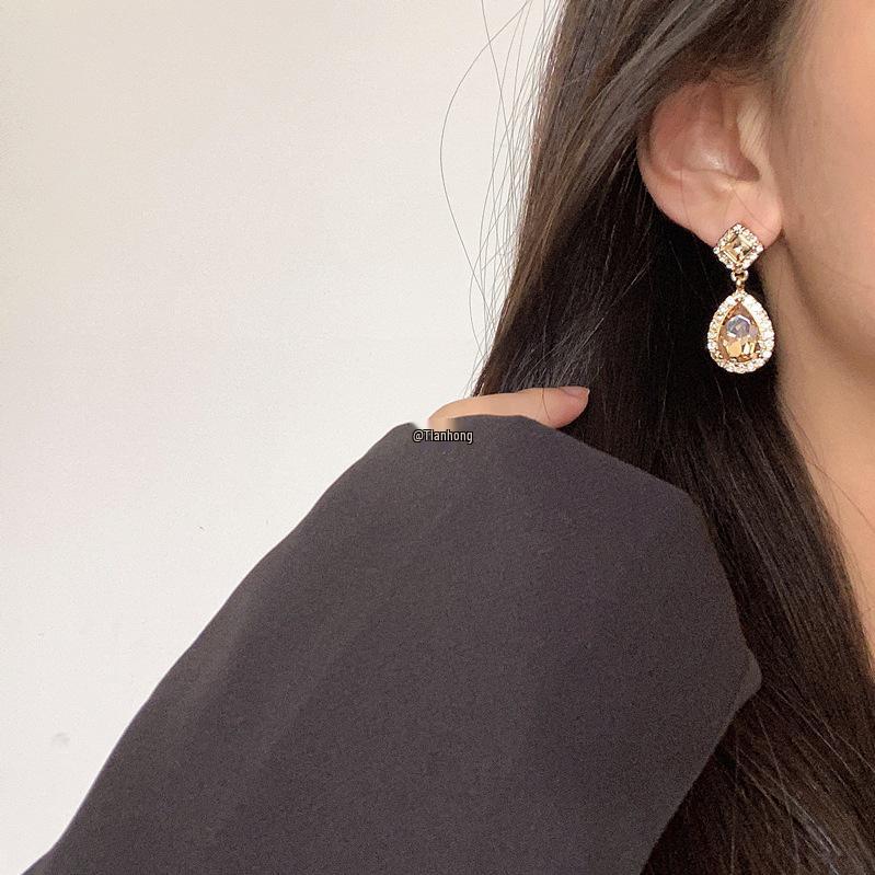 Супер блестящие серьги-капли со стразами: Универсальные корейские подвески с европейским/американским колоритом - Женские серьги-пусеты и клипсы