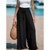 Women's Four Seasons Pants, Solid Color Wide Leg Pants, Elegant Loose Fake Drawstring Pants, Women's Clothing