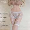 Night Dream Lotus Sexy Lingerie Set: Lace Garter, See-Through Stockings & Thong