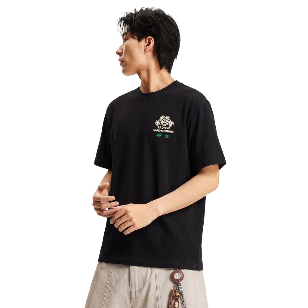 Li-Ning Модная простая свободная футболка с круглым вырезом, универсальная, с коротким рукавом, мужские топы AHSW761-3