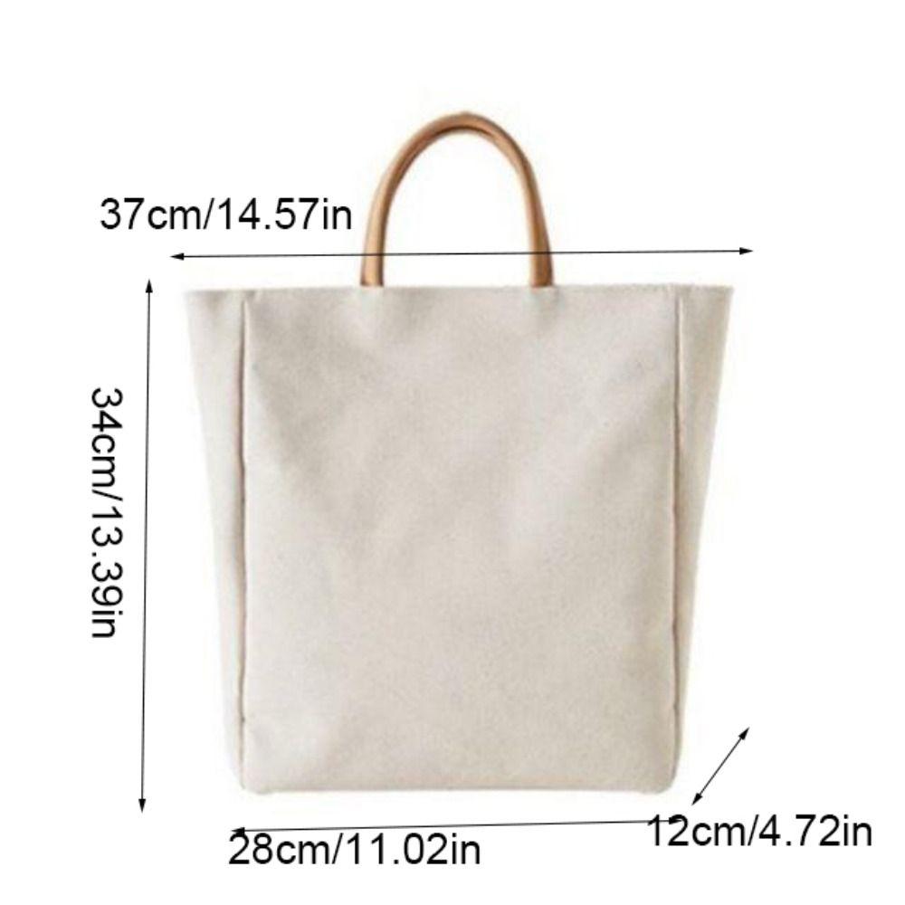 Solid Color Canvas Tote Bag Multifunctional Student Schoolbag Casual Women Handbag Shopping