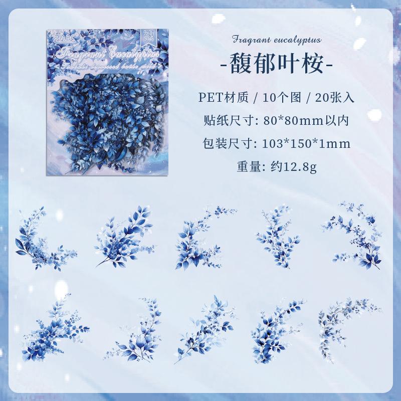 20 pcs INS Plant Flowers leafage Stickers pack Adhesive Diy Stick Labels Diary Scrapbooking material