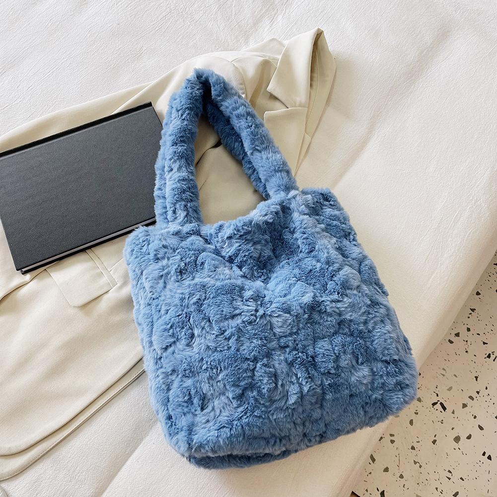 Пушистые женские сумки для девочек из плюша, осенне-зимние сумки на плечо Bgas в стиле ретро, однотонные мягкие плюшевые сумки-тоуты, женские сумки для покупок