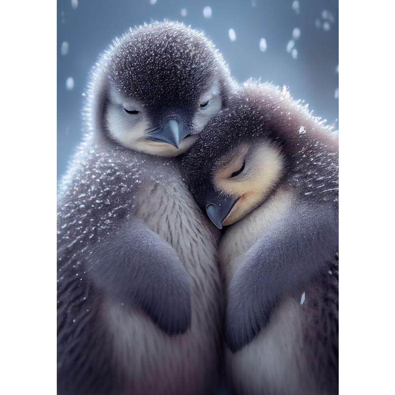 Cute Funny Retro Animal Penguin Couple Animal Art Poster Canvas Painting Wall Prints Picture for Living Room Home Decor