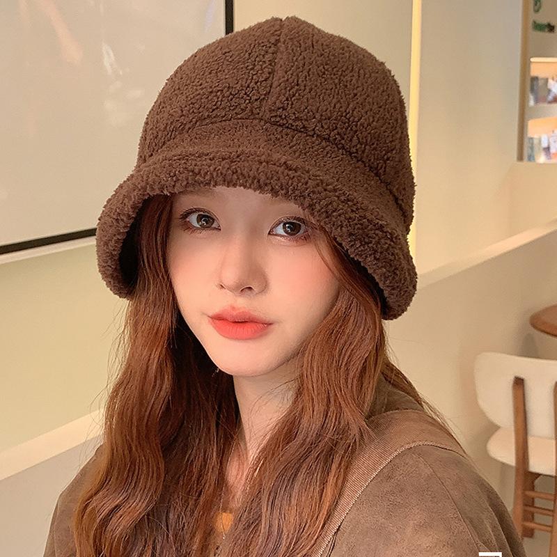 Маленькая шапка в форме большой головы для женщин в зимнем стиле, шапка-бини плюс флис, восьмиугольная шапка три в одном, универсальная плюшевая шляпа-рыбак