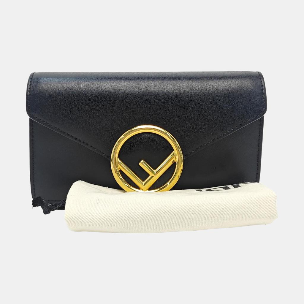 [Pre-Owned] Kan I Logo Reversible Chain Classic Practical Smooth Leather Shoulder Crossbody Waist Bag - Very Good #H6OONB