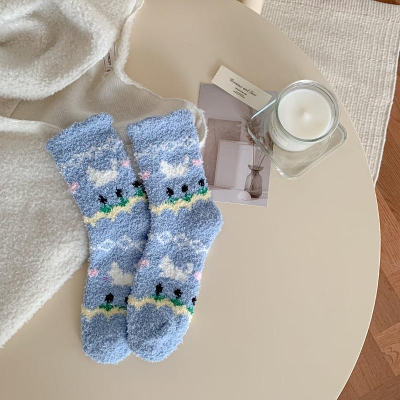 Autumn and Winter Non-shedding Coral Fleece Socks, Women's Socks, Home Warmth Thickened Sleep Socks