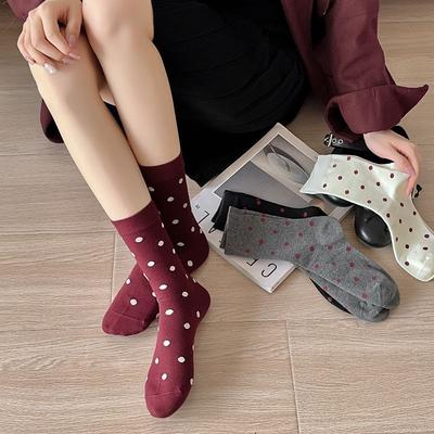 Harajuku Vintage женские носки осень зима новые трикотажные хлопковые эластичные длинные носки женские японские милые носки в горошек Kawaii Sox