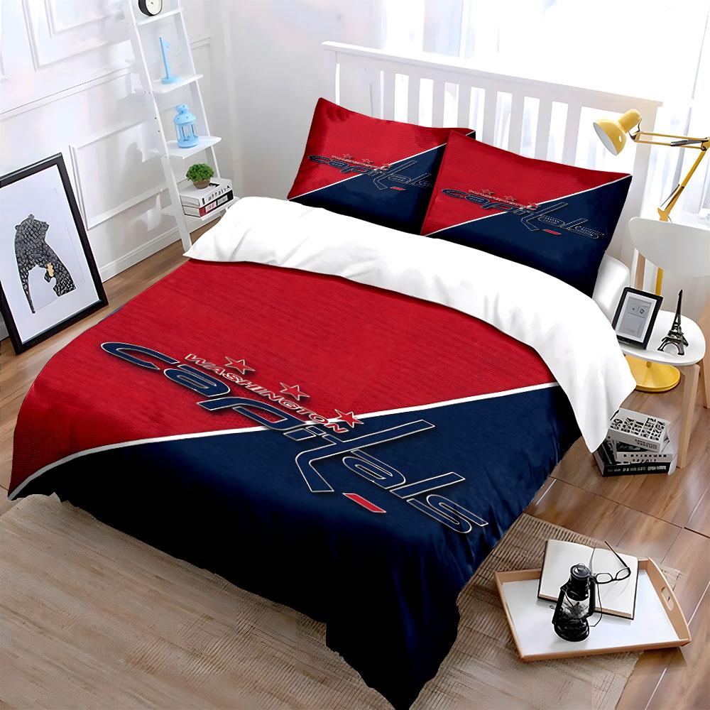 Washington Capitals Themed Bedding Set Print Bedding Set Duvet Cover Pillowcases (1* Duvet Cover 2* Pillowcases Do Not Include Comforter)