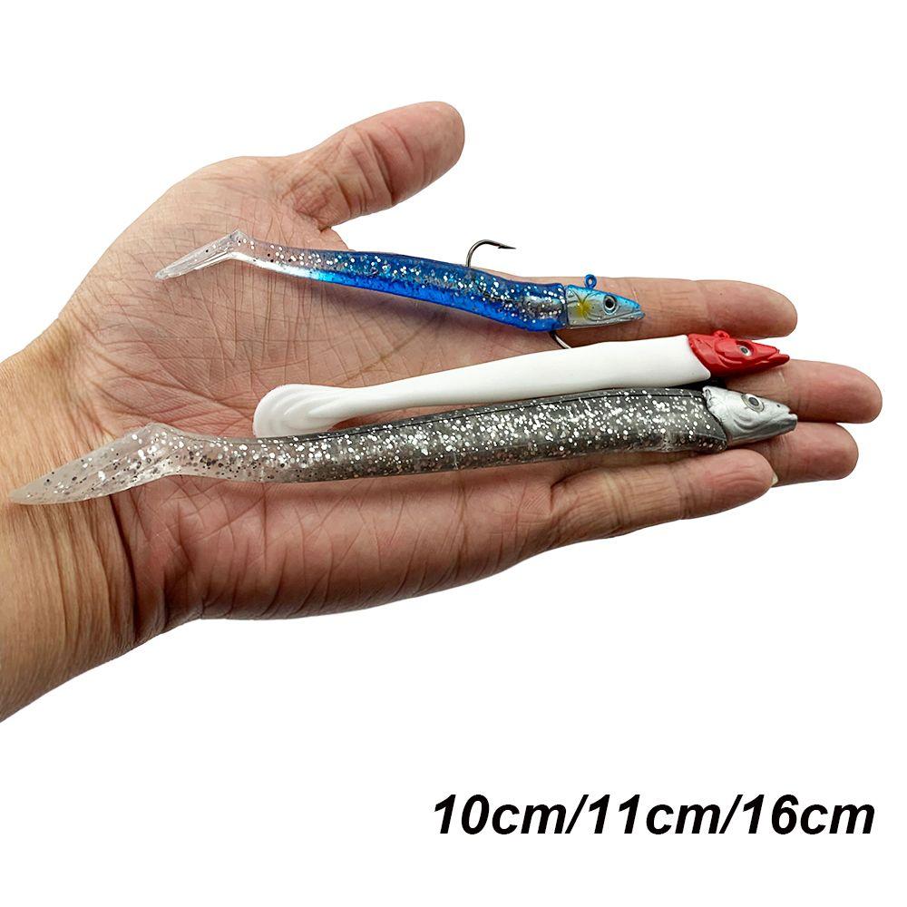 Durable 10g 19g 34g Luminous Worm Barbed Hook Fish Eel Lure Lead Jig Head Artificial Soft Bait
