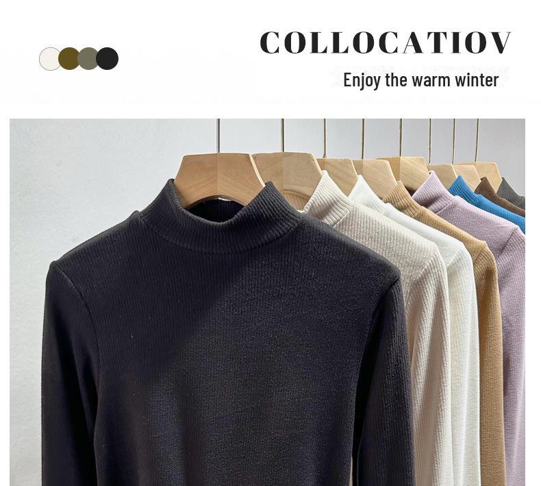 Рубашка из немецкого бархата с длинными рукавами и воротником средней высоты для женщин — идеально подходит для осени и зимы