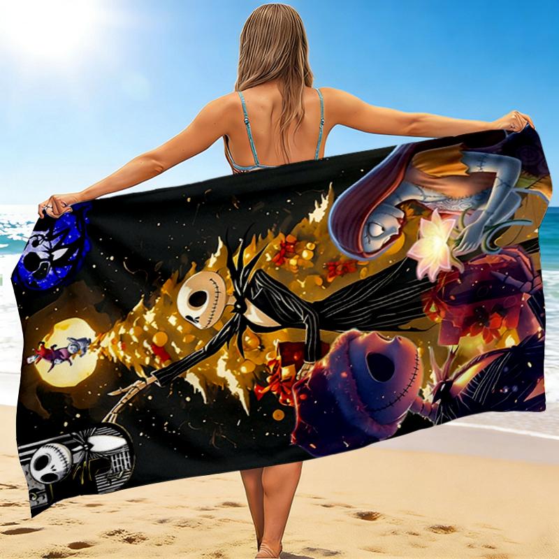 1Pc Nightmare Before Christmas Beach Towel, Quick Dry, Multi-Use for Beach Pool Gym Yoga Home Travel, Christmas, Halloween, Xmas Gift S57