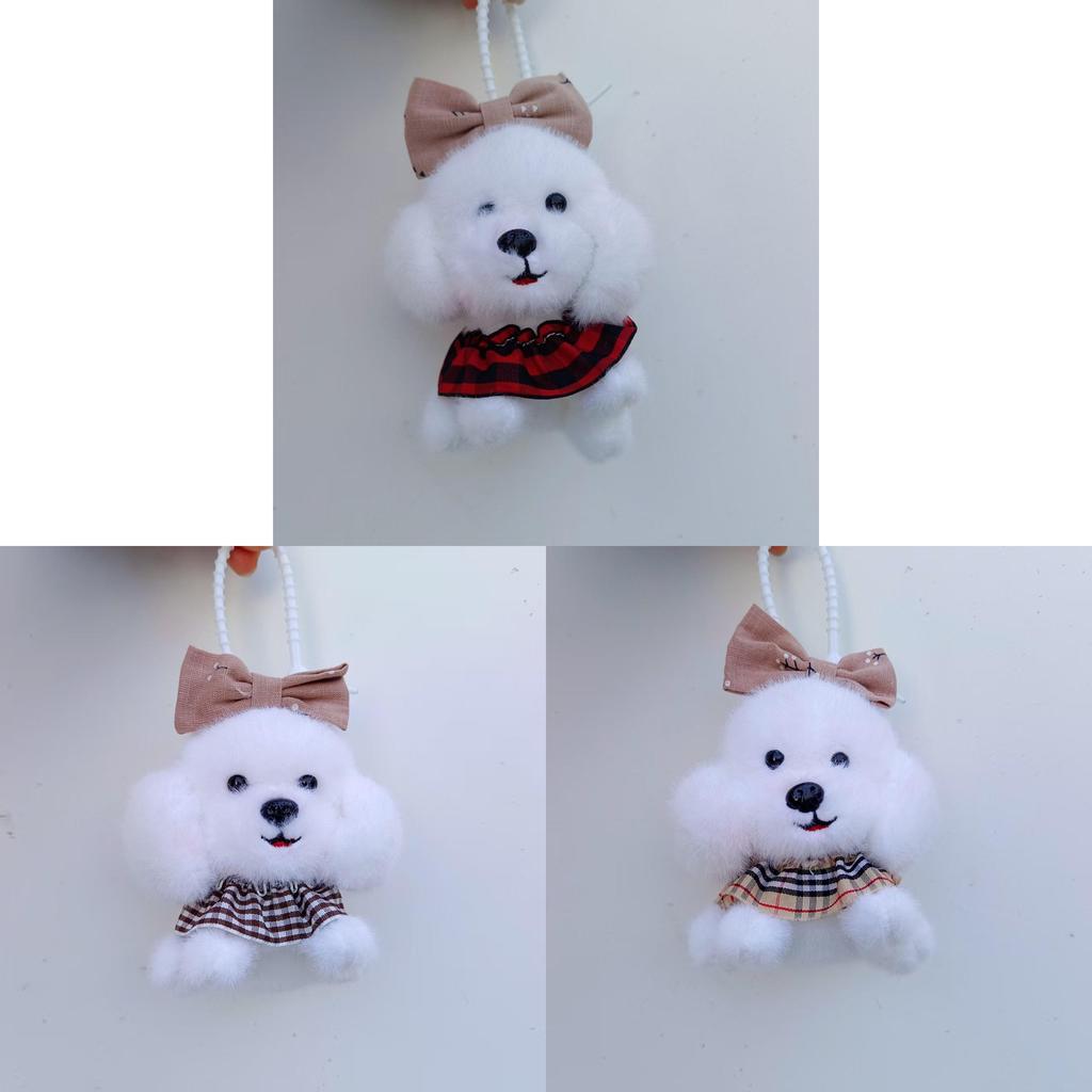 Plush Dog Pendant With Cute Bow For Wedding Gift And Home Decor
