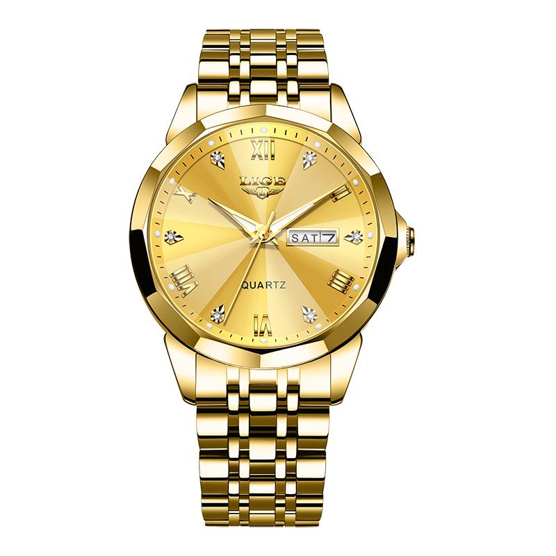 LIGE men's watch top brand original men's quartz watch waterproof stainless steel band calendar week simple fashion daily wear