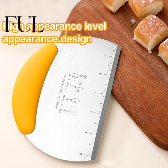 Effortless To Use Dough Cutter Stainless Steel Bench Scraper Double-scale Design Pastry Non-Slip Handle Tool for Home Food-grade