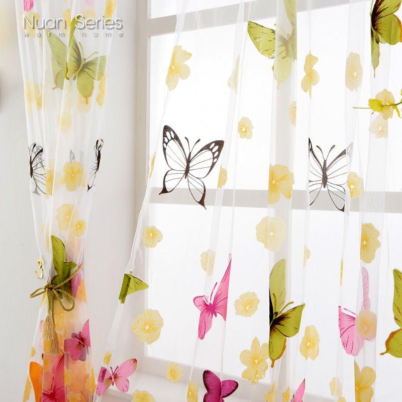 1 шт. серия Nuan, изысканный узор в виде мультяшной бабочки, занавеска для окна, тюль, спальня, гостиная, украшение для дома
