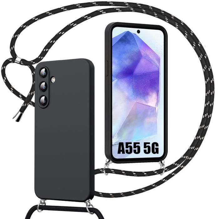 Coque - BOOLING - pour Samsung Galaxy A55 5G - Antichoc - Silicone - Bandoulière Tressée Ajustable