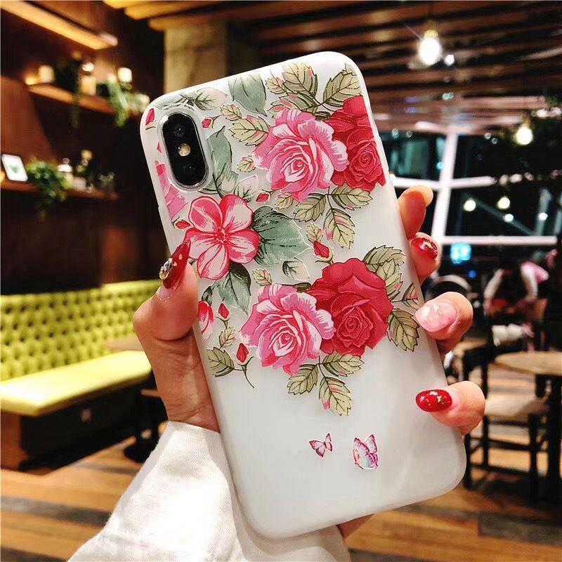 Для 8 iPhone 6s 7 Plus Мягкий Резиновый Ударопрочный Чехол Цветочный Прозрачный Тонкий Чехол