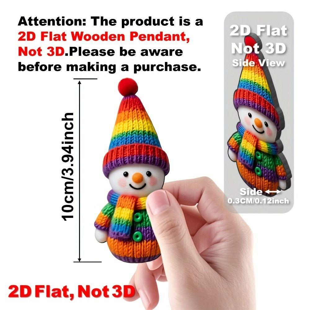 16 шт. 2D Плоские Снеговики Деревянные Украшения DIY Цветные Подвески на Рождественскую Елку Креативные с Лентами Рождественское Украшение Подарки