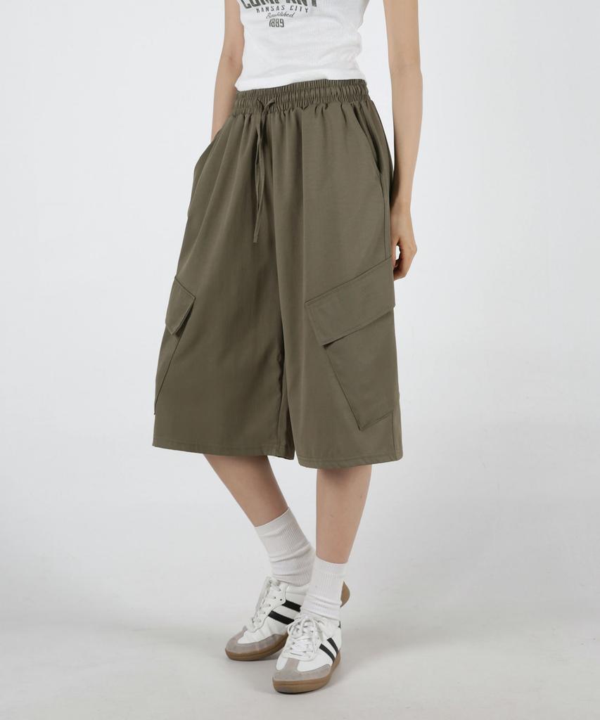 UMM Women'S Big Pocket Bermuda Elastic Waist Shorts 3 Colors