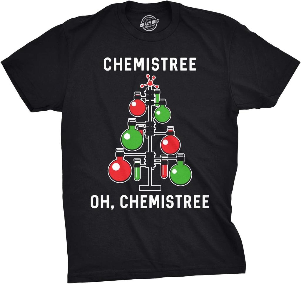 Мужская футболка Chemistree Смешная Химия Наука Рождество Гик Графическая Крутая Футболка