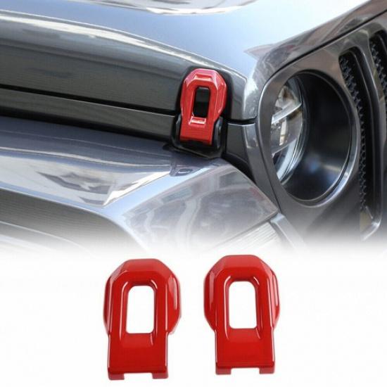 Накладка-защита замка капота 2 шт. Для Jeep Wrangler JL JLU JT 2018+ Ярко-красный
