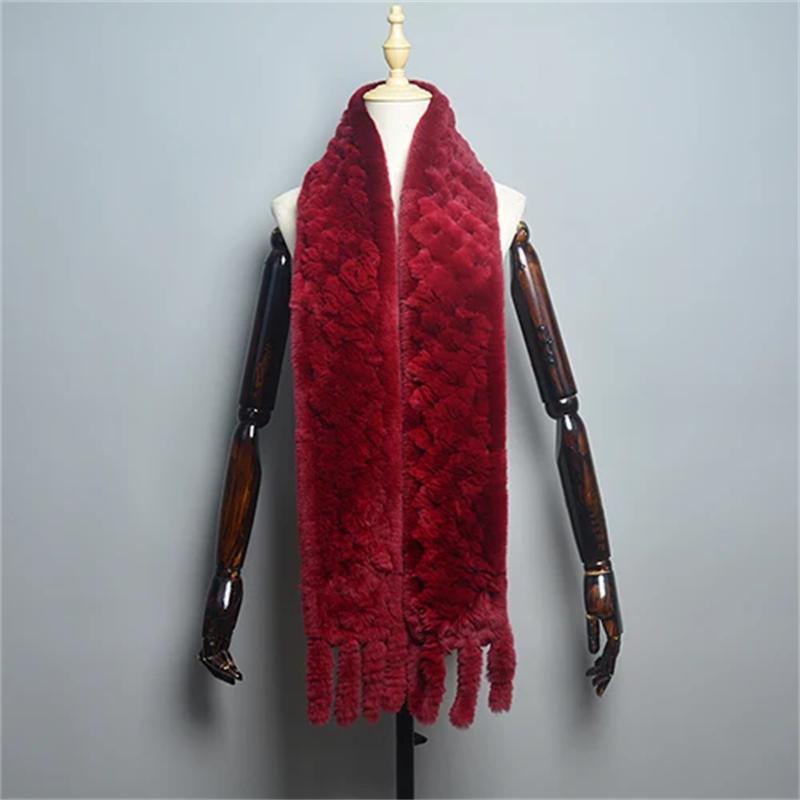 Новый женский шарф из шерсти кролика рекс, длинный шарф из натурального меха, зимний теплый уличный модный шарф из натурального меха