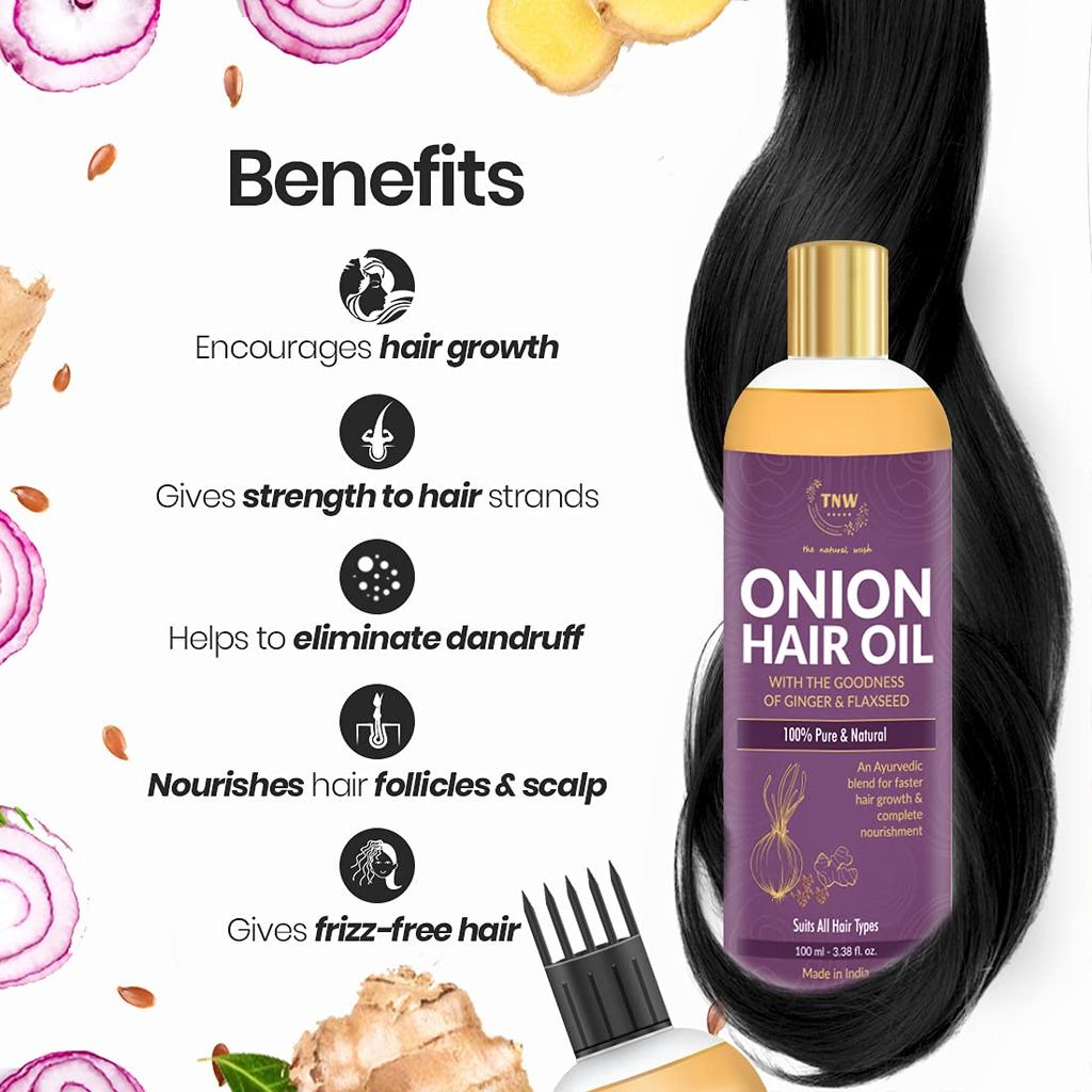 TNW-The Natural Wash Onion Hair Oil for Strong & Healthy Hair With Black Seed Oil Extracts | Onion Oil Prevents Hair Fall 100 Ml