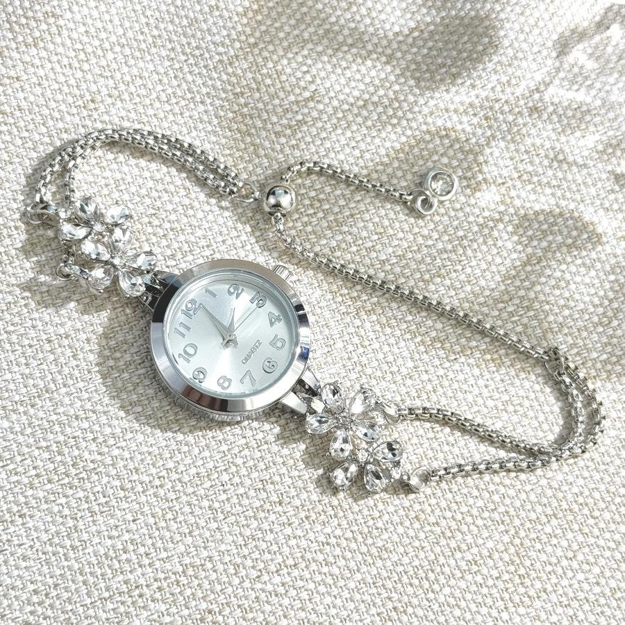 Цветные бриллианты, цветы с бриллиантами, простой модный браслет-часы с застежкой-пуллером, женские часы