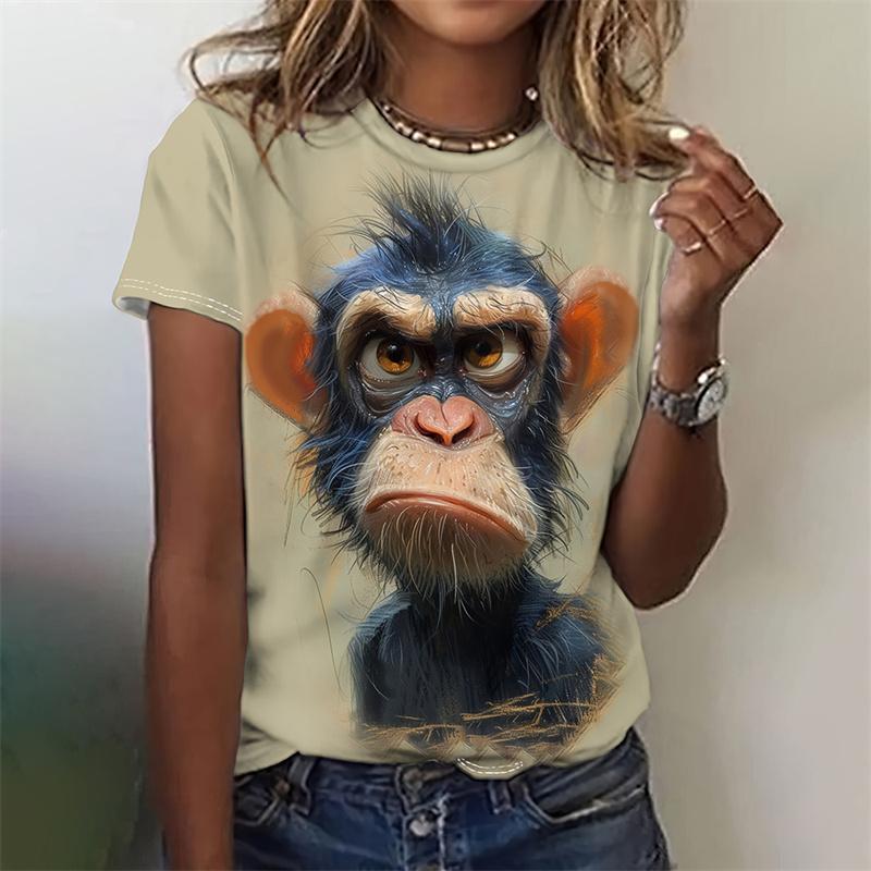 3D Printed Cartoon Animal T-Shirt For Women Funny Pattern T Shirts Summer Casual Loose Tees Street Short Sleeves O-Neck Tops